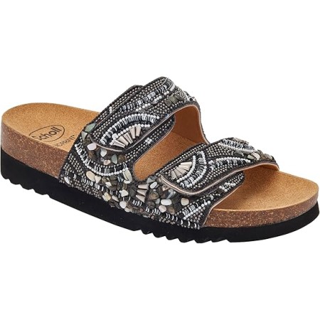 1 - Scholl Ciabatte Donna LISBOA 2 STRAPS Microfibre beads Black