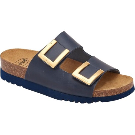 1 - Scholl Ciabatte Donna MONTEREY 2 STRAPS Vintage leather bis Navy Blue