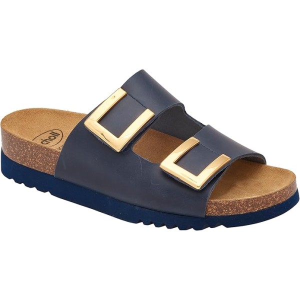 Scholl Ciabatte Donna MONTEREY 2 STRAPS Vintage leather bis Navy Blue