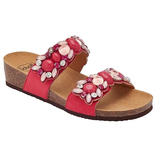 Scholl Ciabatte Donna PALAU 2 STRAPS Microfibre stones Red
