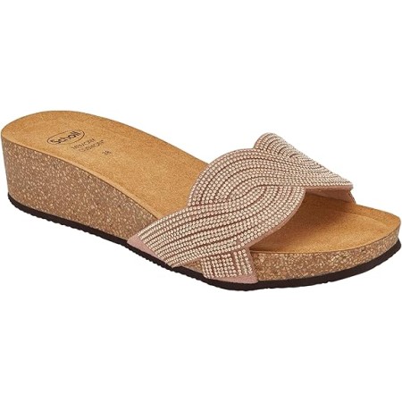 1 - Scholl Ciabatte Donna VEGAS LOW Microfibre strass Rose Gold