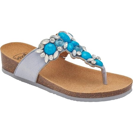 1 - Scholl Ciabatte Infradito Donna PALAU FLIP-FLOP Microfibre stones Light Blue