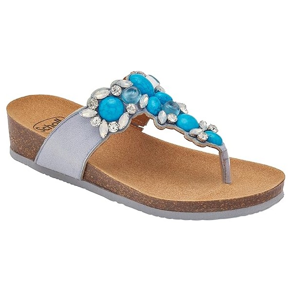 Scholl Ciabatte Infradito Donna PALAU FLIP-FLOP Microfibre stones Light Blue