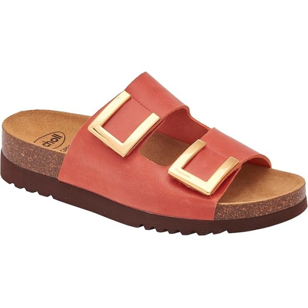 Scholl Ciabatte Donna MONTEREY 2 STRAPS Vintage leather bis Brick