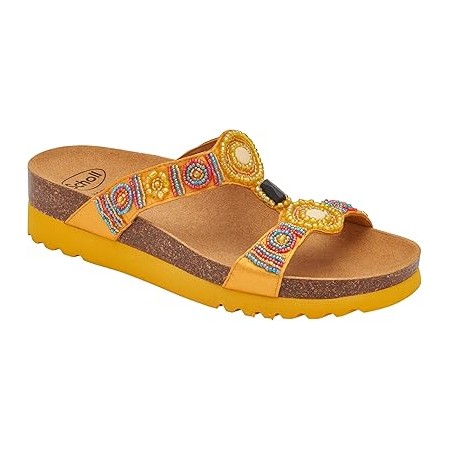 1 - Scholl Ciabatte NEW BOGOTA' WEDGE Satin beads Tangerine