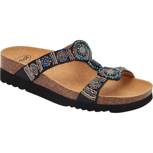 Prime Scholl Ciabatte Donna NEW BOGOTA' WEDGE Satin beads Black/Multi