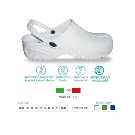 1 - Orione OK PED Safte Zoccoli Antistatici Professionali BIANCO --