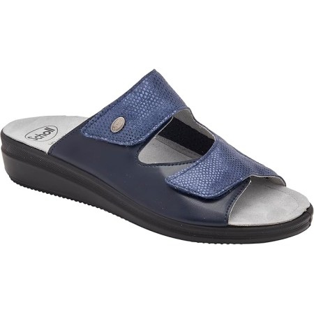 1 - Scholl Ciabatte ANTONIA ELASTIC Printed suede+synth Navy Blue