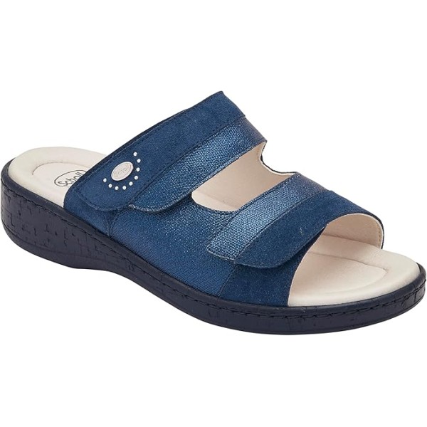 Scholl Ciabatte MARINELLA Printed shining synth+Suede Blue