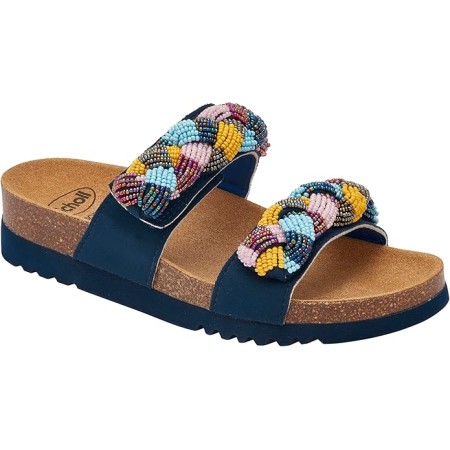 1 - Scholl Ciabatte NICE Microfibre+beaded bride Navy Blue/Multi