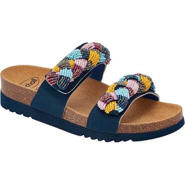 Scholl Ciabatte NICE Microfibre+beaded bride Navy Blue/Multi