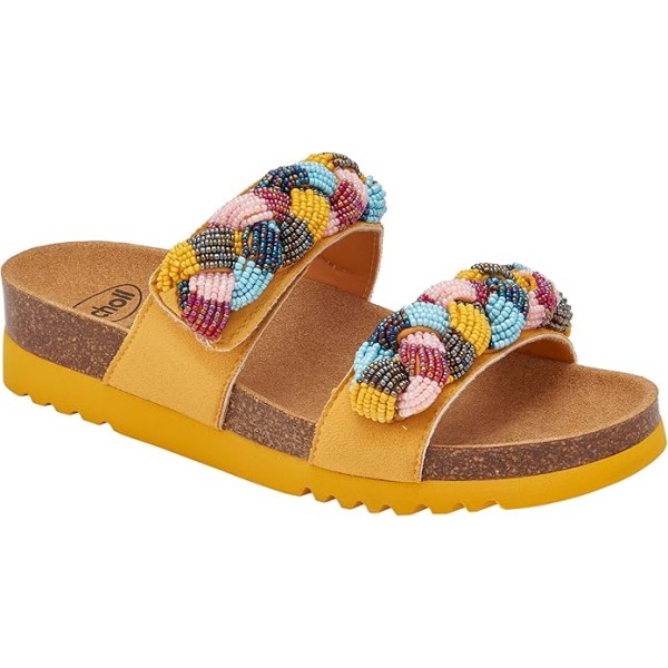 Scholl Ciabatte NICE Microfibre+beaded bride Yellow/Multi