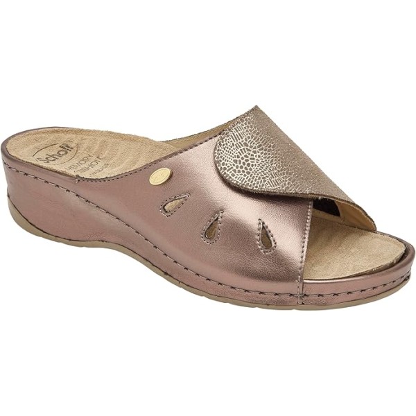 Scholl Ciabatte NIVES Lam.Synth+printed suede Dk Bronze