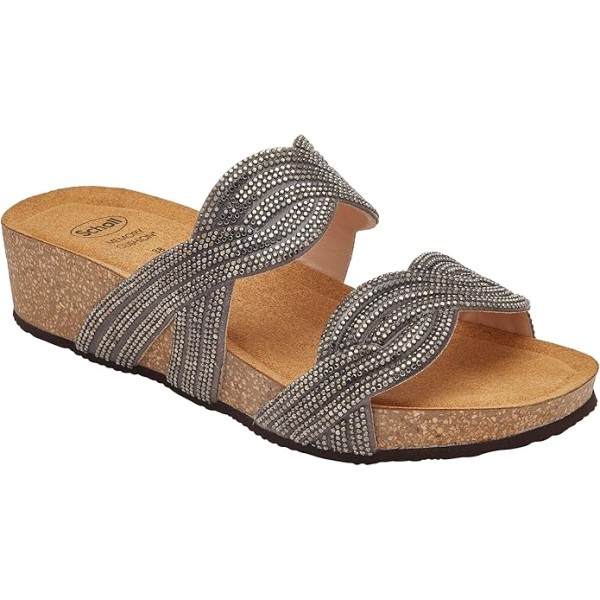 Scholl Ciabatte VEGAS 2 STRAPS Microfibre+strass Pewter