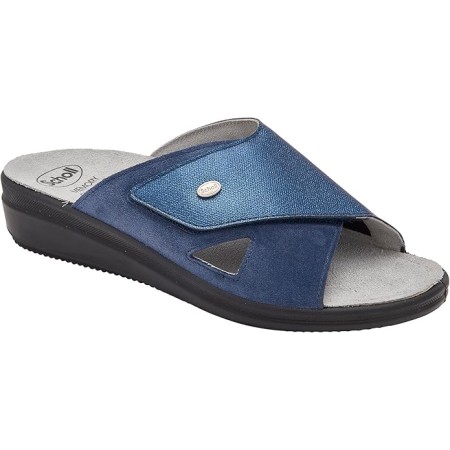 1 - Scholl Ciabatte ANTONIA CROSS Printed synthetic+suede Navy Blue