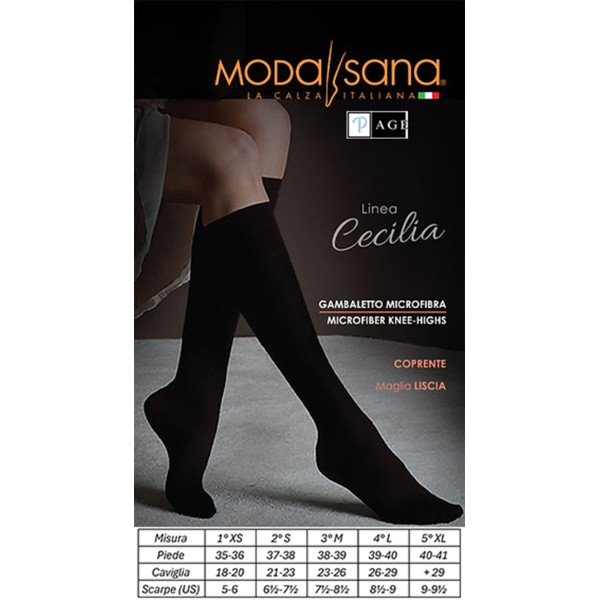 Prime 3 Paia di Modasana Gambaletti Microfibra Maglia Liscia Coprente 140 DEN colore NERO Calze a compressione graduata 18/20 mm