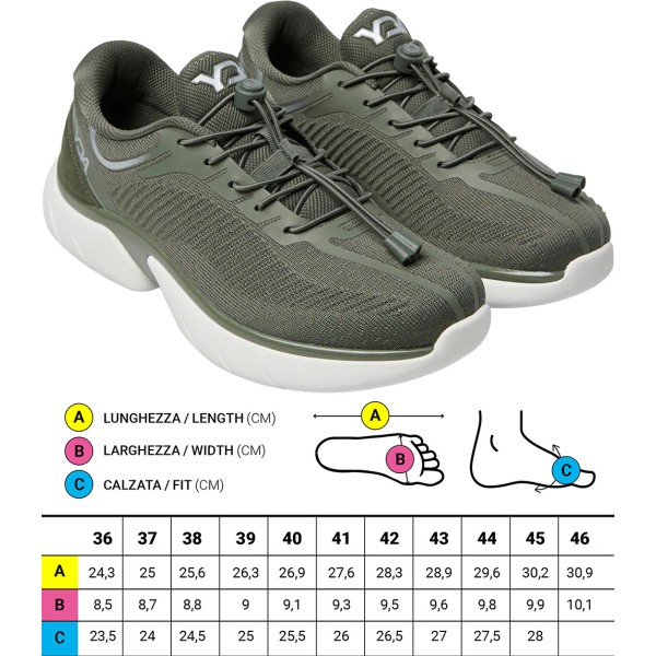 Scarpe ortopediche Sportive Verde Militare Optima Molliter YDA CAIRN Spring System  Art. C1Y-YDAC20
