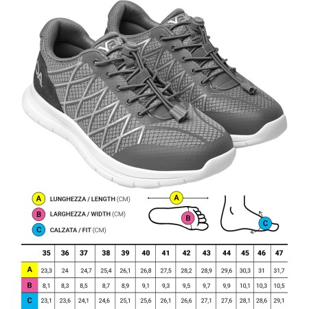 1 - Scarpe ortopediche Sportive RESTYLED Optima Molliter YDA Calzata Normale Grigio Art. C1Y-YDAW15