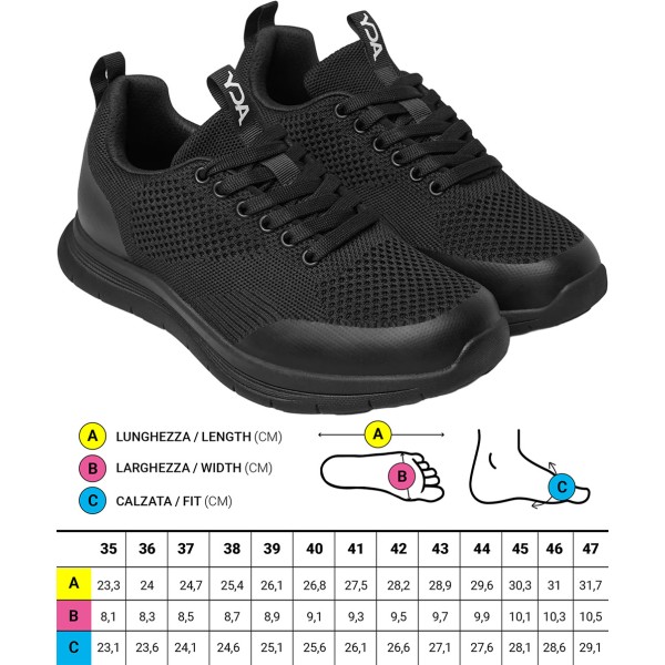 Scarpe ortopediche Sportive Optima Molliter YDA CODY TES TOTAL BLACK Art. C1Y-CODY