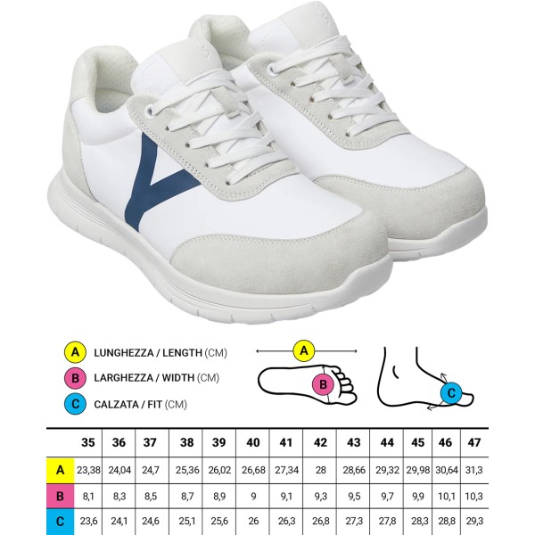 Scarpe ortopediche Sportive Optima Molliter YDA MAS Spring System BIANCO/BLU Art. CPY-MAS CR/TES