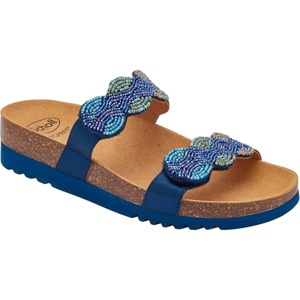 Prime Scholl Ciabatte PALMILLA 2 STRAPS Satin+beads Blue --