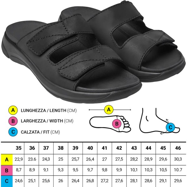 Ciabatte ortopediche con suola semirigida Optima Molliter YDA LINK NERO Art. C1Y-LINK PELLE