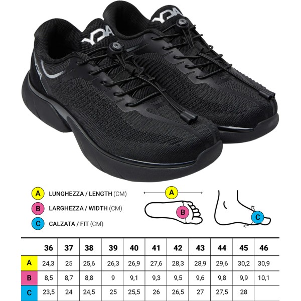 Prime Scarpe ortopediche Sportive Nera Optima Molliter YDA CAIRN Spring System Art. C1Y-YDAC20