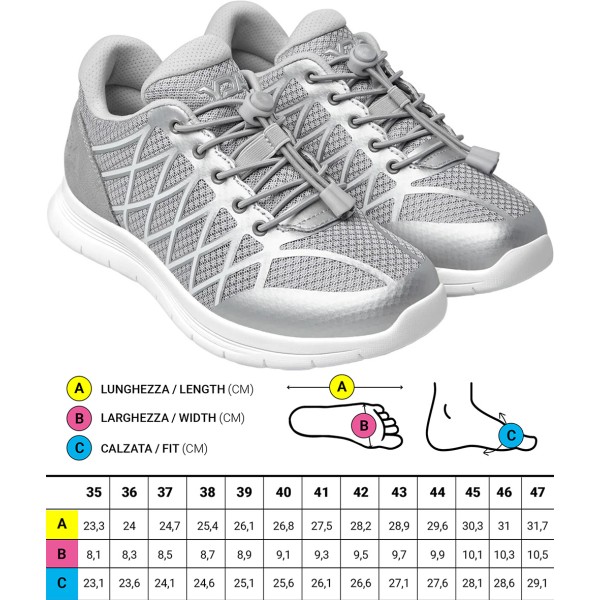 Prime Scarpe ortopediche Sportive RESTYLED Optima Molliter YDA Calzata Normale Silver Art. C1D-YDAW15