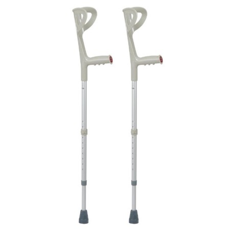 1 - Stampelle Ortopediche Regolabili per Adulti, in Alluminio Anodizzato, Supporto Avambraccio Colore ARGENTO