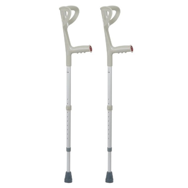 Stampelle Ortopediche ARGENTO Regolabili per Adulti, in Alluminio Anodizzato, Supporto Avambraccio