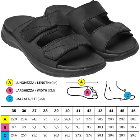 1 - Ciabatte ortopediche con suola semirigida Optima Molliter YDA LINK NERO Art. C1Y-LINK PELLE --