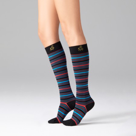 1 - Solidea Gambaletti STRIPE GAME ALTAIR, Colore NERO, Calze a compressione graduata 15/21 mmHg Art. 0626A0