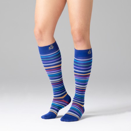1 - Solidea Gambaletti STRIPE GAME ARIES, Colore BLU CINA, Calze a compressione graduata 15/21 mmHg Art. 0637A0