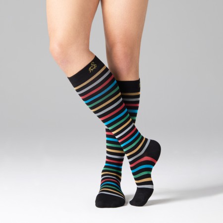 1 - Solidea Gambaletti STRIPE GAME CASSIOPEA, Colore NERO, Calze a compressione graduata 15/21 mmHg Art. 0635A0