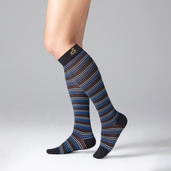 Solidea Gambaletti STRIPE GAME COSMO, Colore NERO, Calze a compressione graduata 15/21 mmHg Art. 0630A0