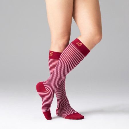 1 - Solidea Gambaletti STRIPE GAME DIONISO, Colore RUBINO, Calze a compressione graduata 15/21 mmHg Art. 0643A0