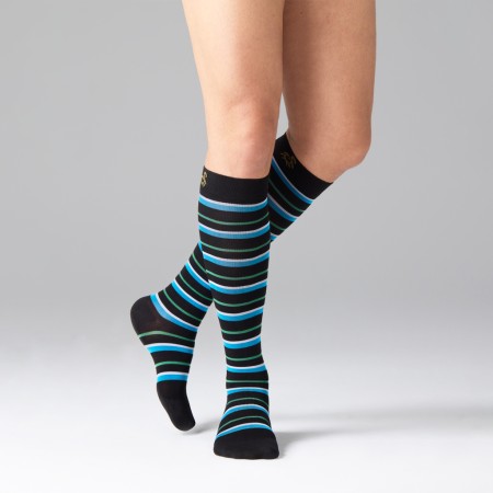 1 - Solidea Gambaletti STRIPE GAME HORIZON, Colore NERO, Calze a compressione graduata 15/21 mmHg Art. 0627A0