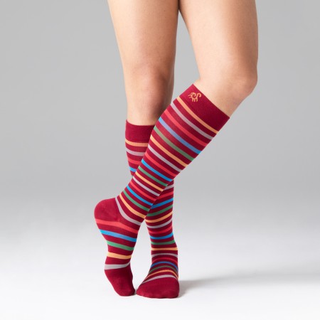 1 - Solidea Gambaletti STRIPE GAME IDRA, Colore RUBINO. Calze a compressione graduata 15/21 mmHg Art. 0640A0