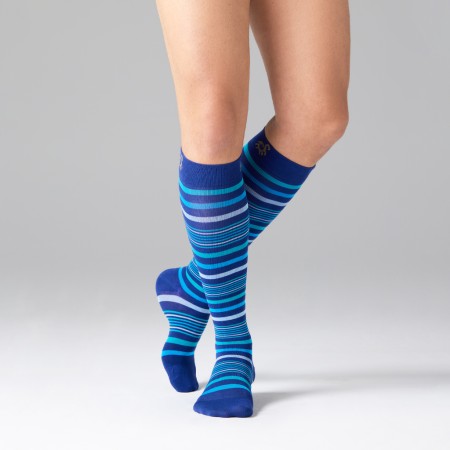 1 - Solidea Gambaletti STRIPE GAME NEBULA, Colore BLU CINA. Calze a compressione graduata 15/21 mmHg Art. 0641A0X033