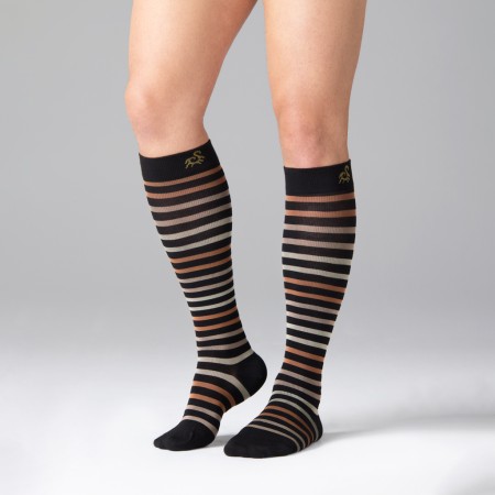 1 - Solidea Gambaletti STRIPE GAME PERSEO, Colore NERO, Calze a compressione graduata 15/21 mmHg Art. 0632A0