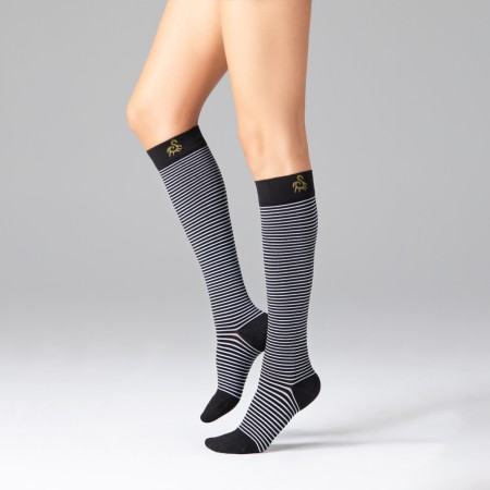 1 - Solidea Gambaletti STRIPE GAME POLARIS, Colore NERO, Calze a compressione graduata 15/21 mmHg Art. 0628A0