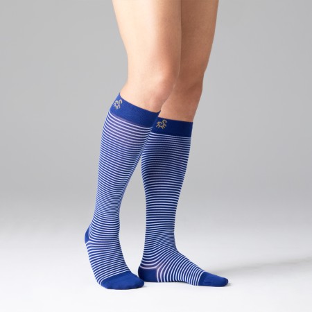 1 - Solidea Gambaletti STRIPE GAME POSEIDON, Colore BLU CINA, Calze a compressione graduata 15/21 mmHg Art. 0642A0X033