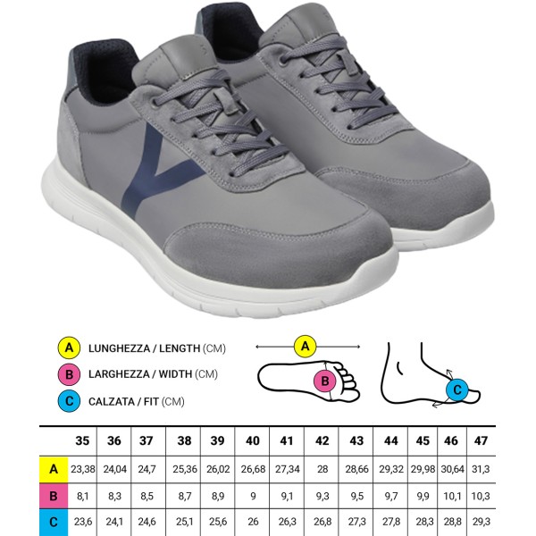 Prime Scarpe ortopediche Sportive Optima Molliter YDA MAS Spring System GRIGIO/BLU Art. CPY-MAS CR/TES