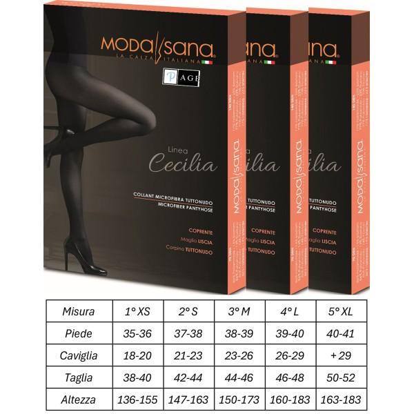 Prime 3 Paia di Modasana Collant Microfibra Coprente Maglia Liscia 140 DEN colore NERO Calze a compressione graduata 18/20 mmHg 