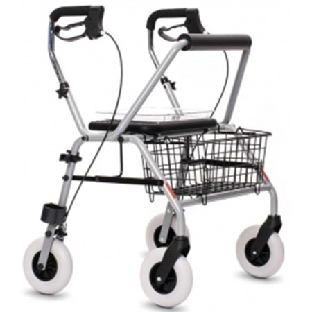 1 - Rollator Deambulatore Bariatrico per Obesi, Telaio Pieghevole in Acciaio, 4 Ruote, Sedile 56 cm, Portata 280 kg, con Cestino