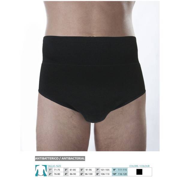 Orione Safte Slip Contenitivo Uomo, Nero, Art. 337, Supporto Addominale Post-Operatorio