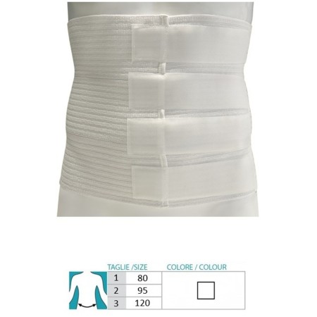 1 - Orione Fascia Post-Operatoria in Tessuto con chiusura 4 strappi Bianco, Altezza 27 cm