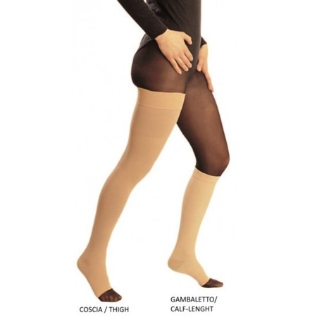 1 - ORIONE Calza Coscia Autoreggente K2, Punta Aperta, Cotone e Lycra, Compressione Graduata 30 mmHg, per Gravidanza