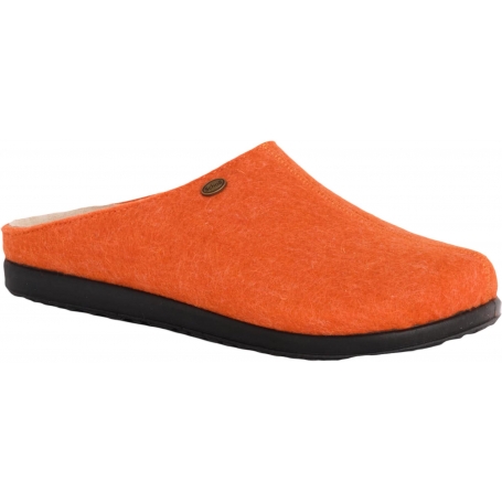 ELISA Ciabatte Donna Scholl Pantofole in Lana e Pelle Scamosciata Color Orange