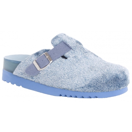 POPPY Ciabatte donna Scholl Pantofole in Feltro Riciclato e Microfibra Color Light Blue -